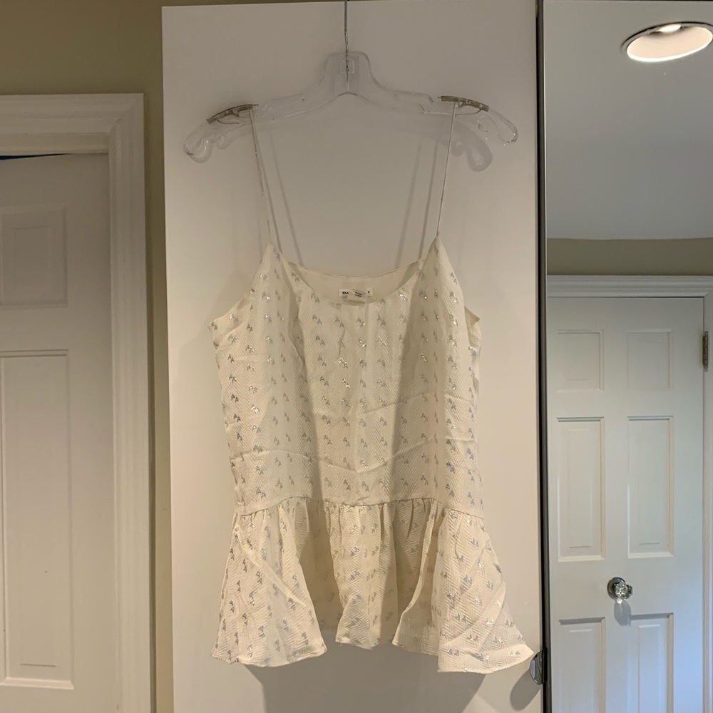 Club Monaco Lurex woven tank top w/ flounce Size L